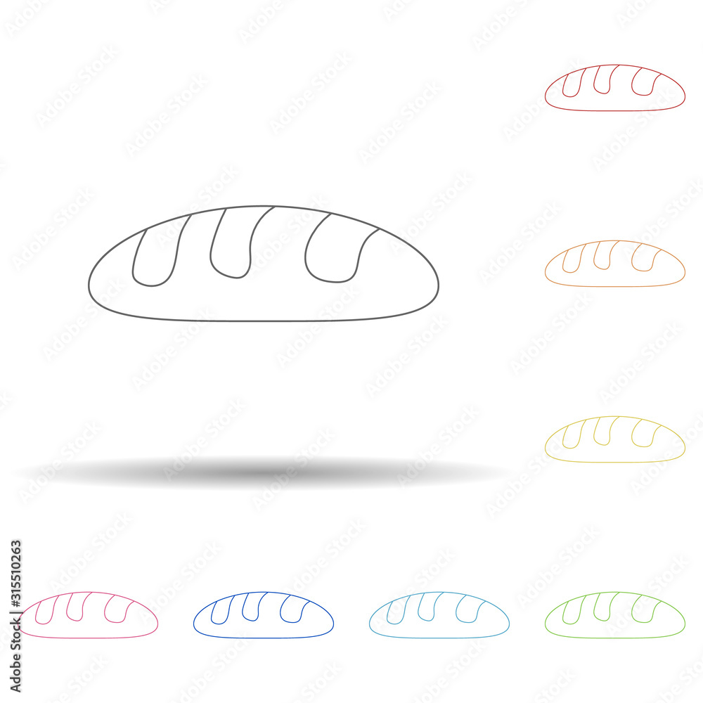 Poster loaf of bread in multi color style icon. simple thin line, outline vector of resturant icons for ui 
