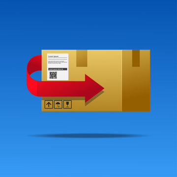 Package return sign,return policy concept vector illustration.