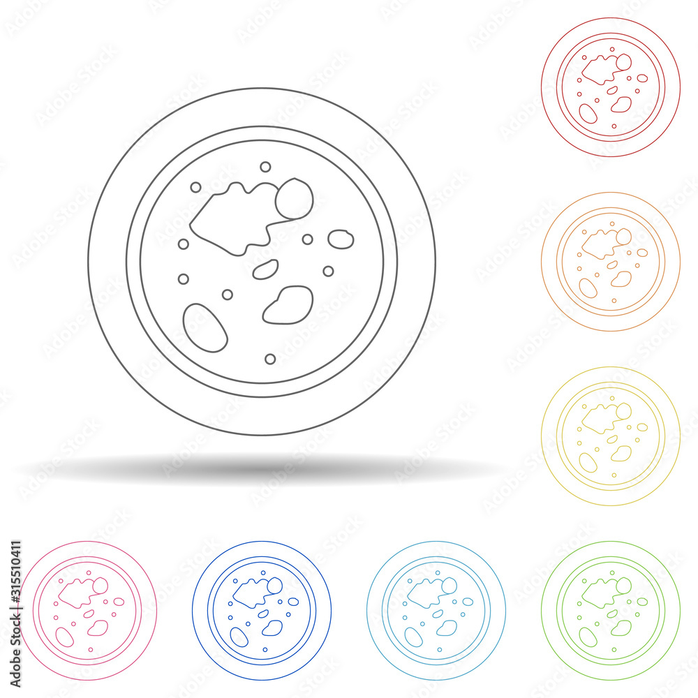 Poster soup in a plate in multi color style icon. simple thin line, outline vector of resturant icons for u