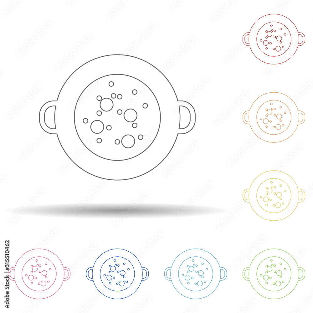 Poster soup in a pan in multi color style icon. simple thin line, outline vector of resturant icons for ui 