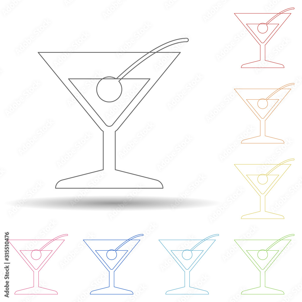 Poster cocktail in multi color style icon. simple thin line, outline vector of resturant icons for ui and u