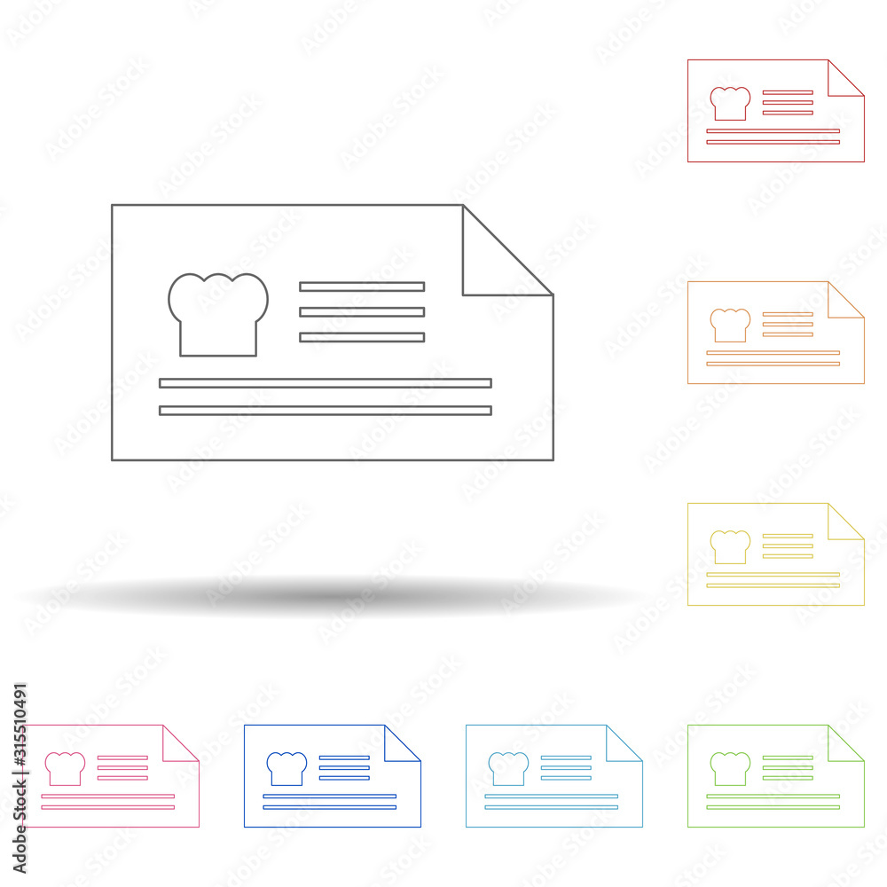 Aufkleber menu from the chef in multi color style icon. simple thin line, outline vector of resturant icons fo