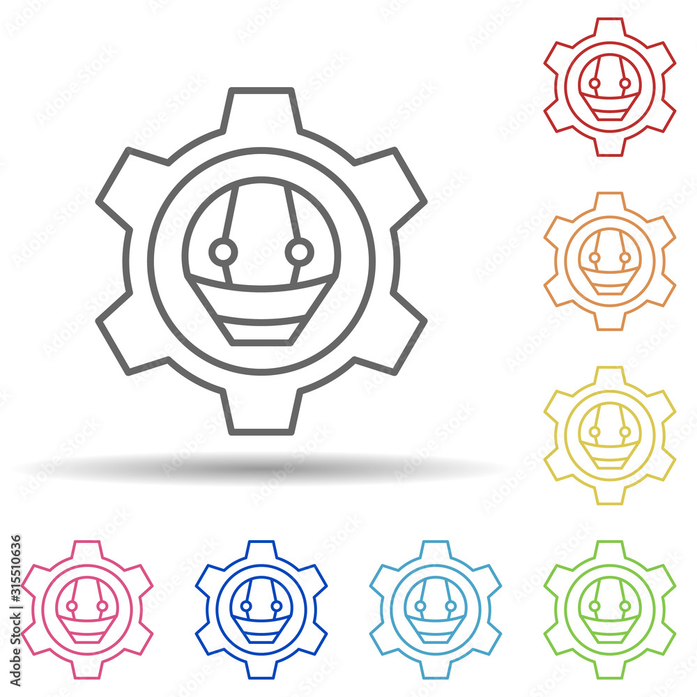 Aufkleber engineering gear in multi color style icon. simple thin line, outline vector of robotics engineering