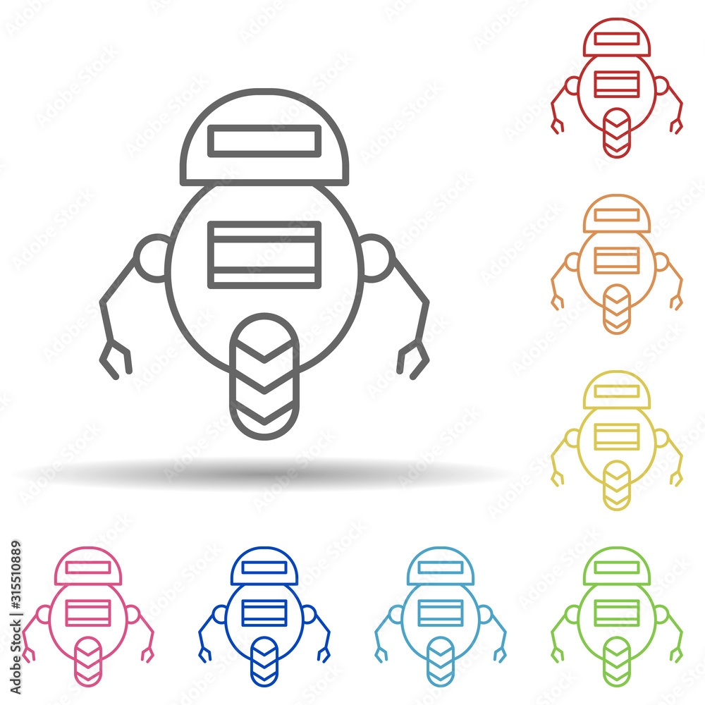Aufkleber robot in multi color style icon. simple thin line, outline vector of robotics engineering icons for 