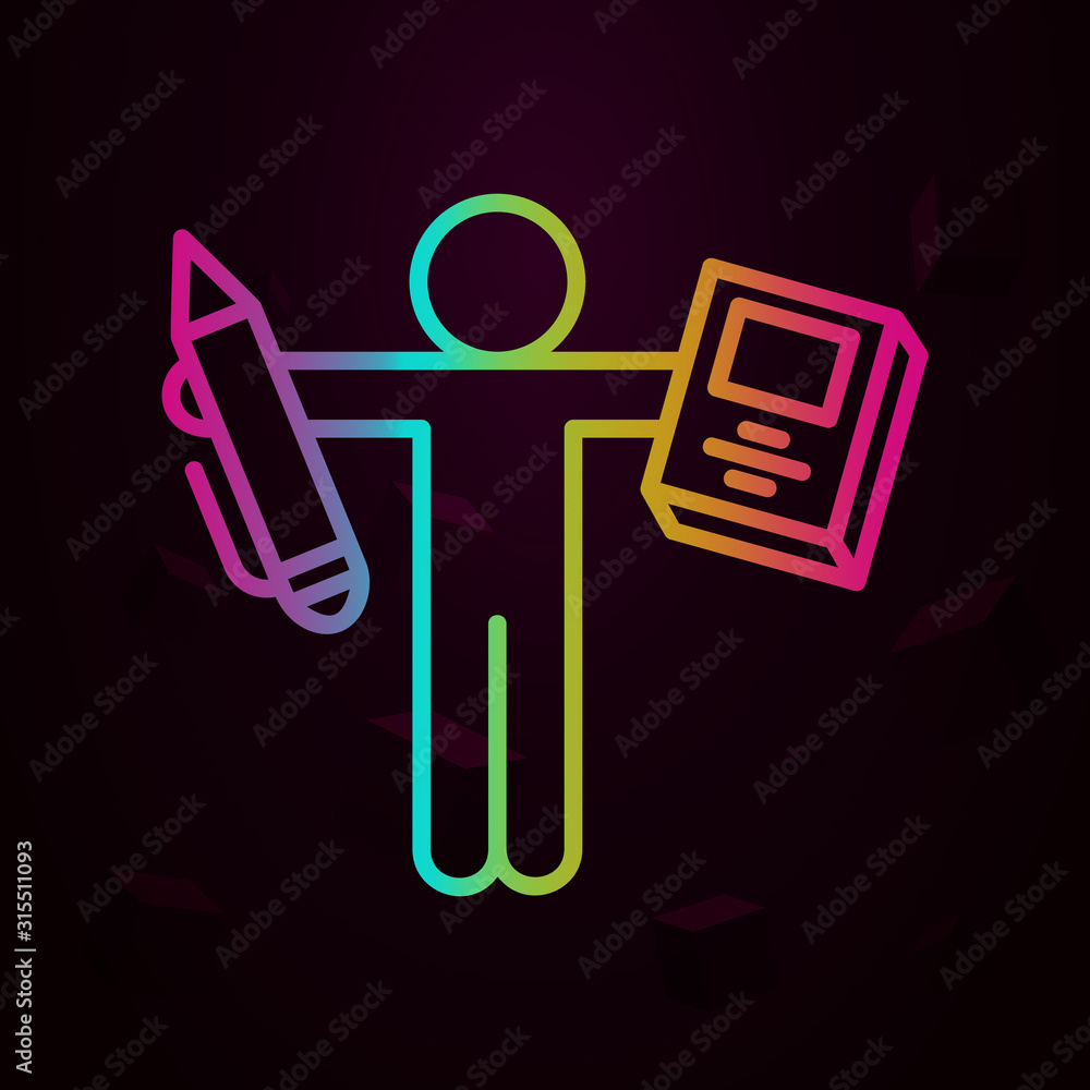 Poster pupil book pen nolan style icon. simple thin line, outline vector of school icons for ui and ux, web