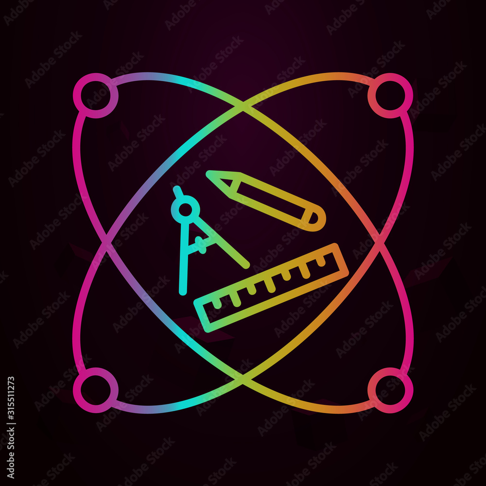 Poster ruler pen school nolan style icon. simple thin line, outline vector of school icons for ui and ux, w