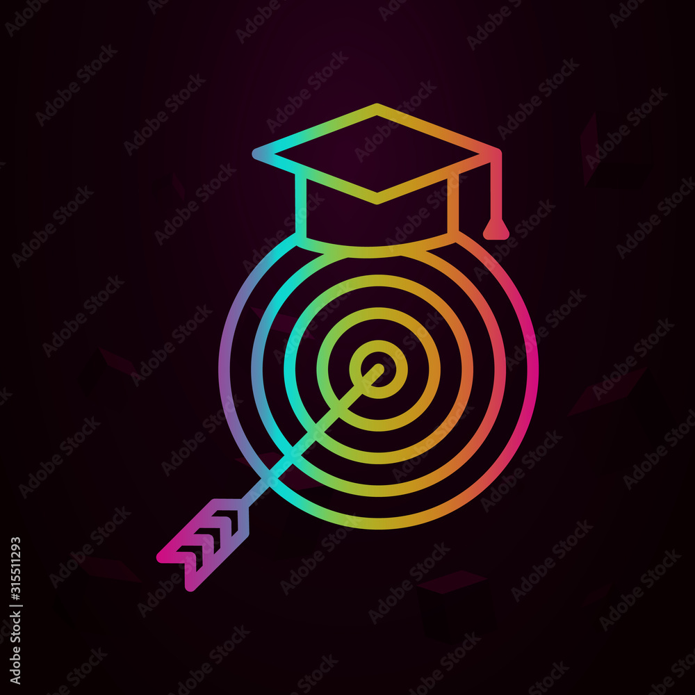 Poster target graduation cap nolan style icon. simple thin line, outline vector of school icons for ui and 