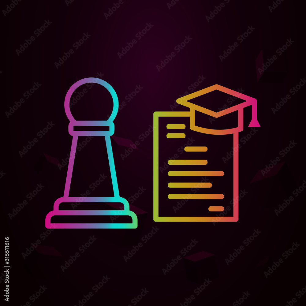 Poster chess graduation cap school nolan style icon. simple thin line, outline vector of school icons for u