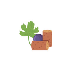 Isolated wine cork grape and leaf vector design