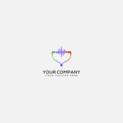 love and therapy music logo,abstract music and heart logo