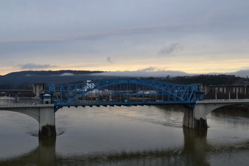 Market Street Bridge, Chattanooga With Clouds In Background