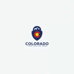 Foto op Canvas shield and mountain logo, badge colorado mountain logo © Saferizen