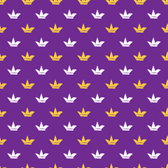 Crown Seamless Pattern, hand drawn royal doodles background, Vector Illustration