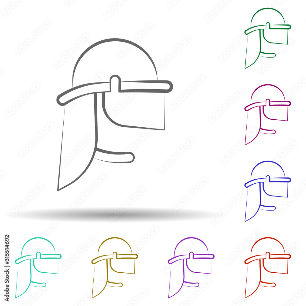 Poster Firefighter, helmet in multi color style icon. Simple thin line, outline vector of firefighter icons for ui and ux, website or mobile application