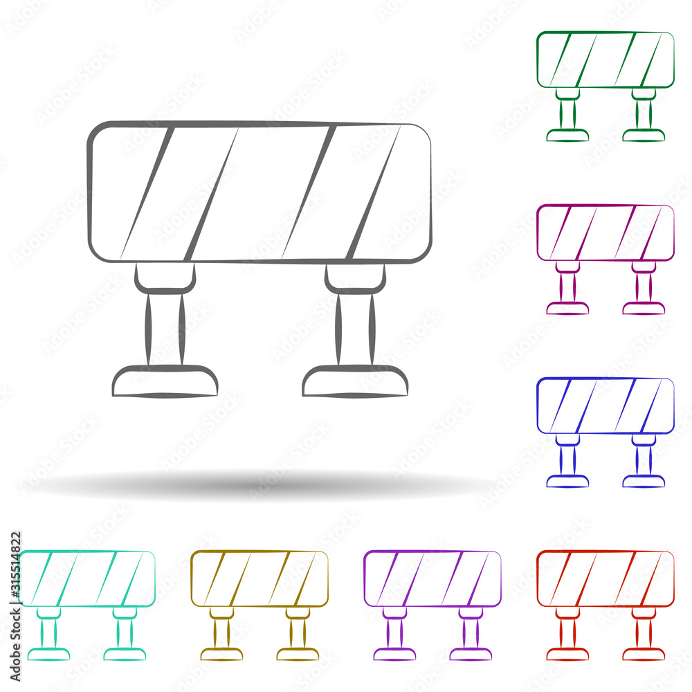 Poster firefighter, barrier in multi color style icon. simple thin line, outline vector of firefighter icon