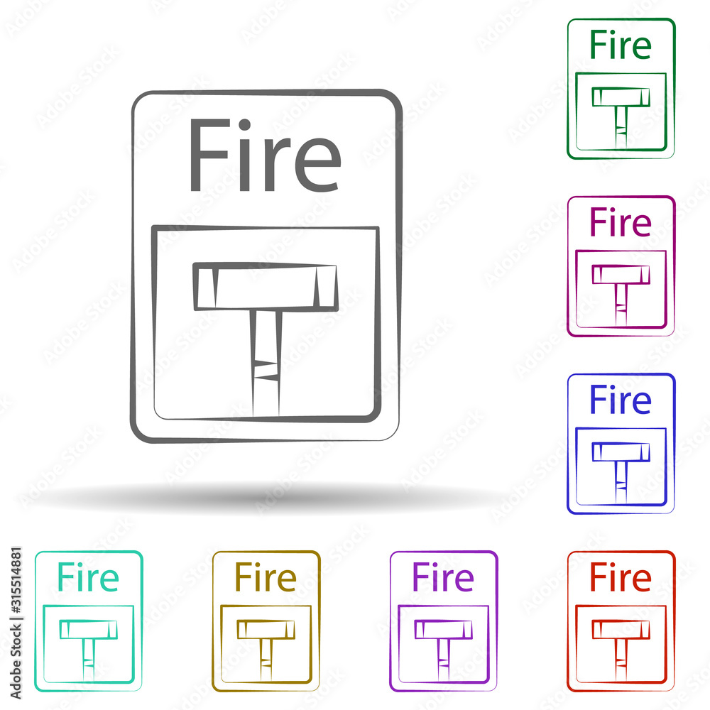 Poster firefighter, fire alarm in multi color style icon. simple thin line, outline vector of firefighter i