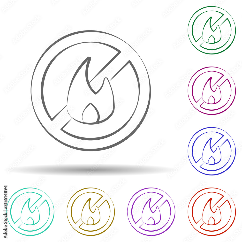 Poster firefighter, no fire in multi color style icon. simple thin line, outline vector of firefighter icon
