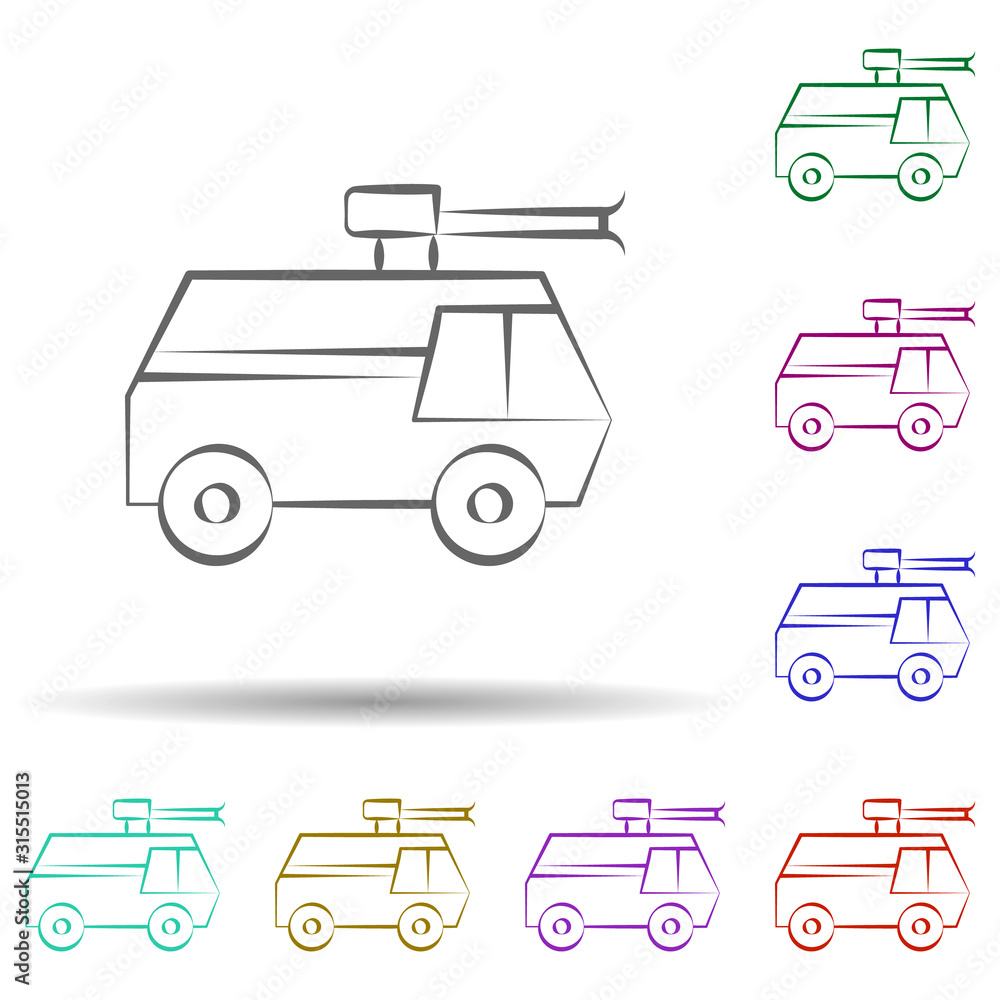 Aufkleber firefighter, fire truck in multi color style icon. simple thin line, outline vector of firefighter i