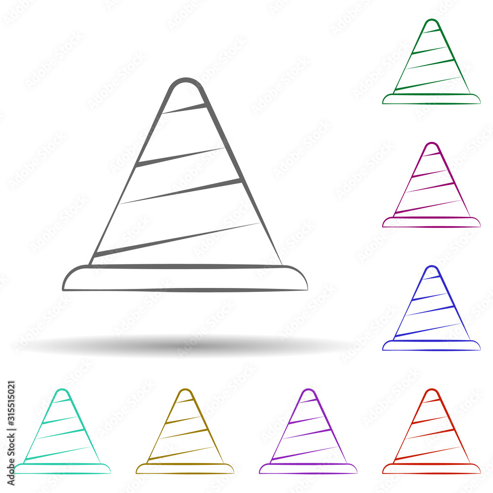 Poster firefighter, cone in multi color style icon. simple thin line, outline vector of firefighter icons f