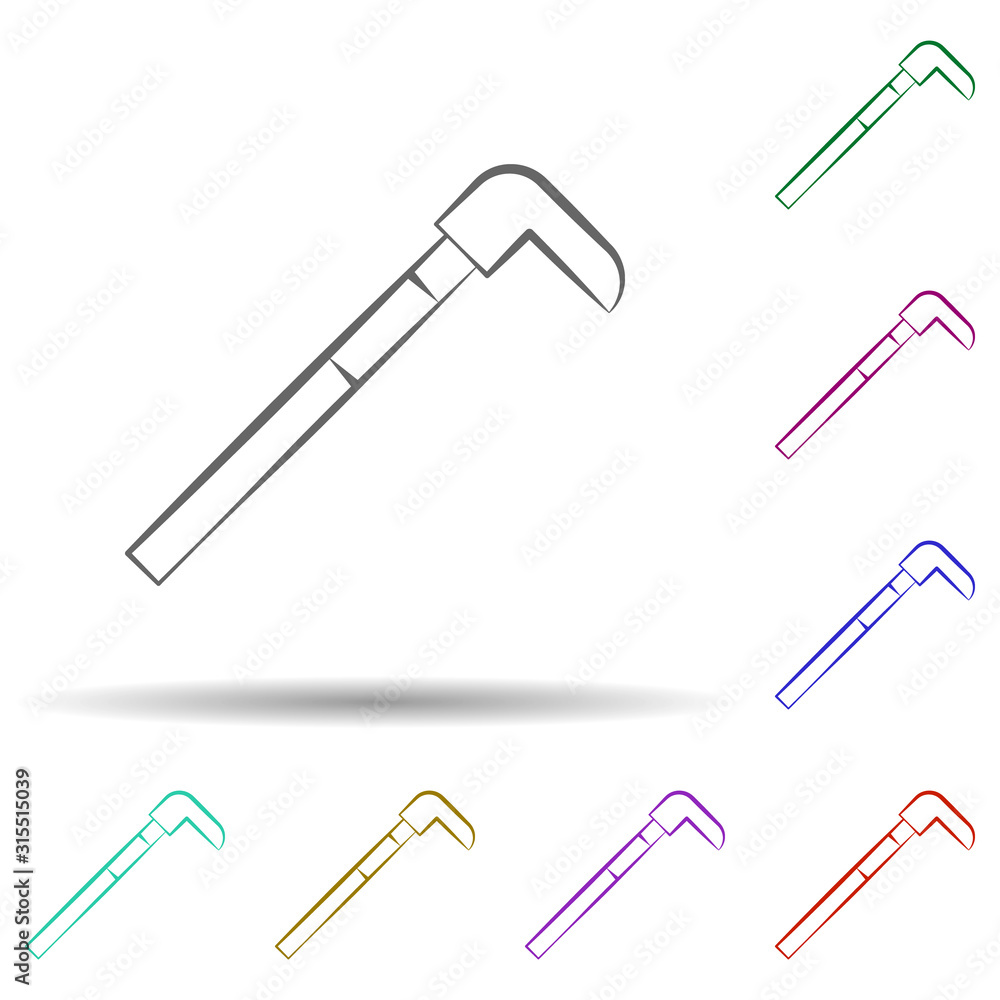 Poster Firefighter, crowbar in multi color style icon. Simple thin line, outline vector of firefighter icons for ui and ux, website or mobile application
