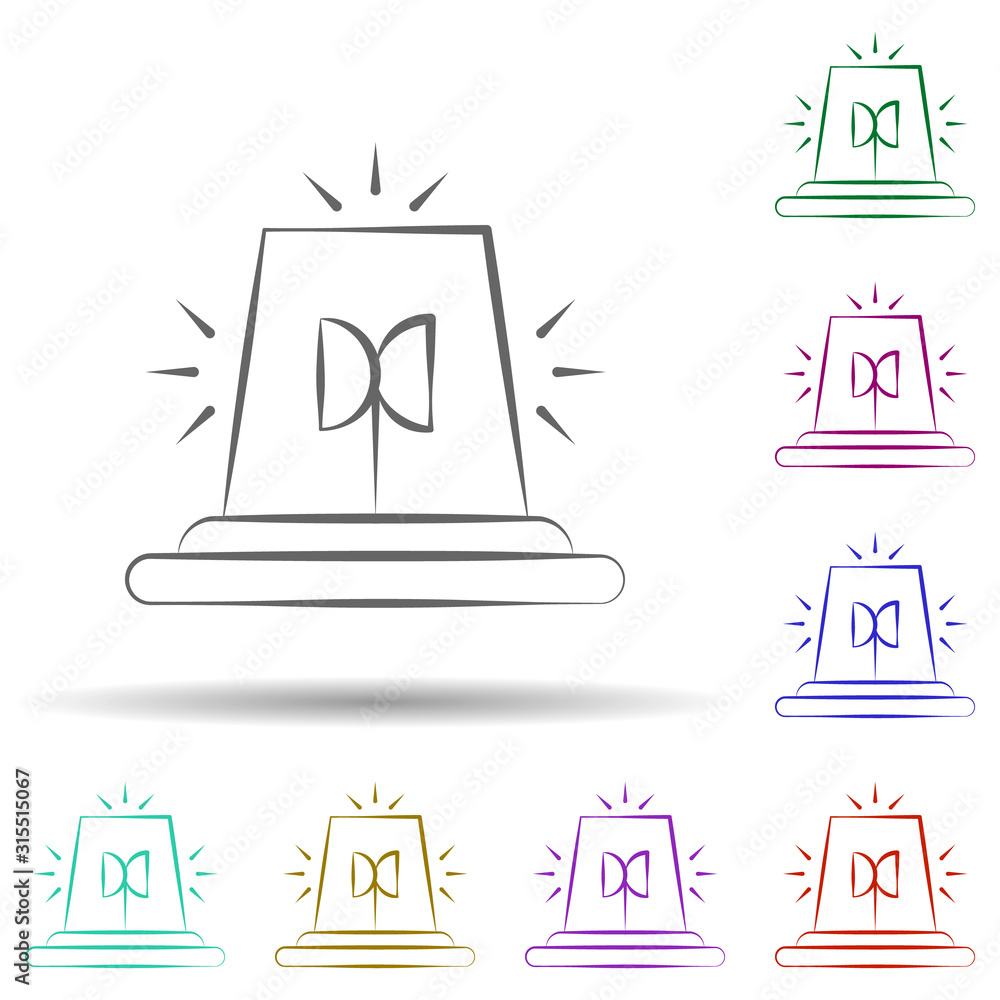 Poster firefighter, siren in multi color style icon. simple thin line, outline vector of firefighter icons 