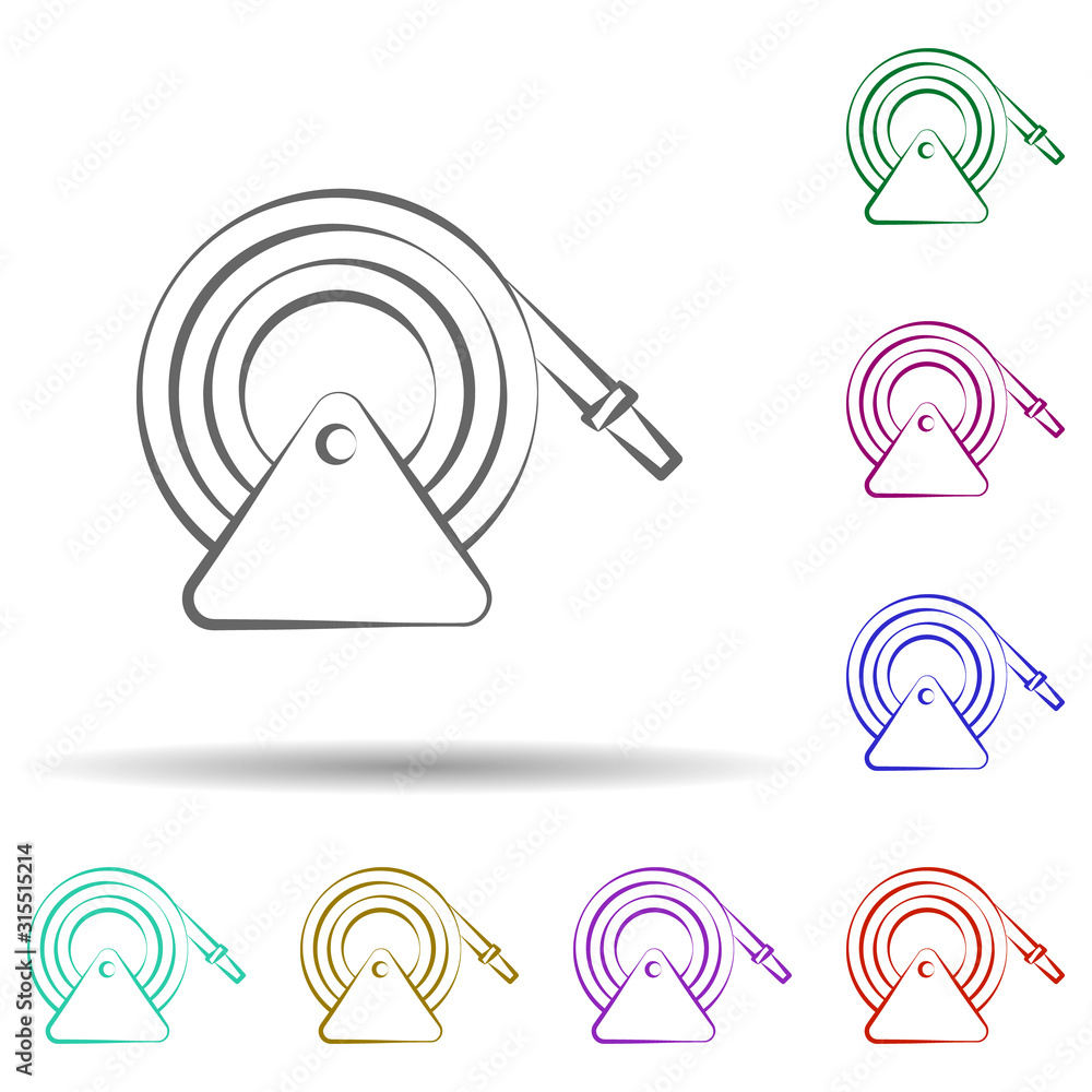 Poster firefighter, fire hose in multi color style icon. simple thin line, outline vector of firefighter ic