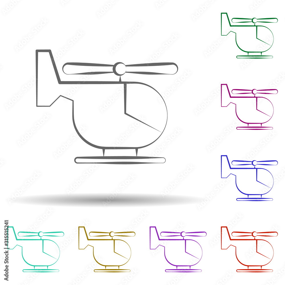 Poster firefighter, helicopter in multi color style icon. simple thin line, outline vector of firefighter i