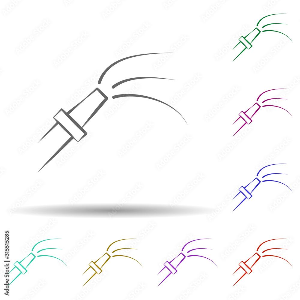 Poster firefighter, fire hose in multi color style icon. simple thin line, outline vector of firefighter ic
