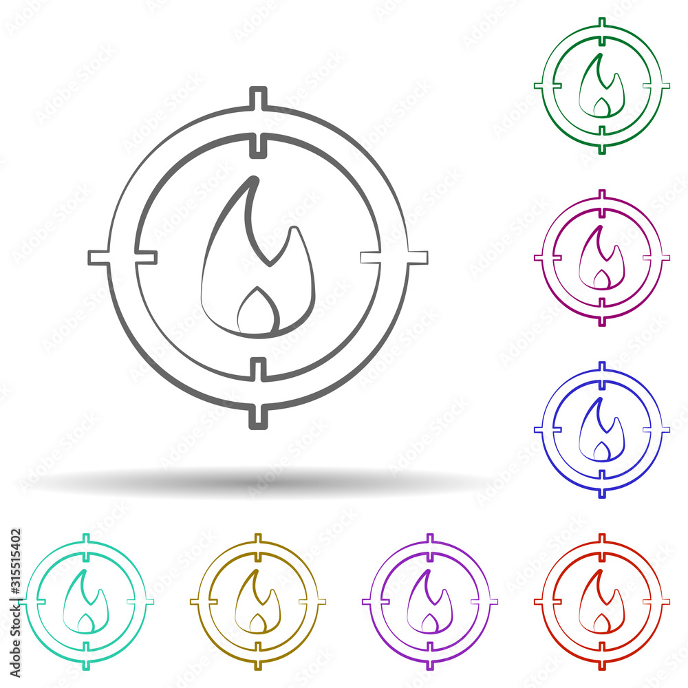 Poster firefighter, fire in multi color style icon. simple thin line, outline vector of firefighter icons f