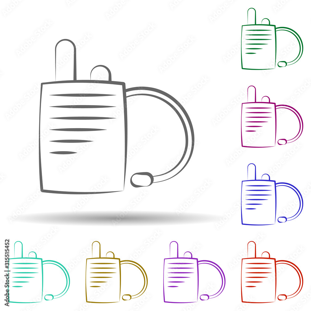 Poster firefighter, walkie talkies in multi color style icon. simple thin line, outline vector of firefight