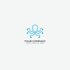 tentacle logo,character logo, octopus mascot logo, line art logo