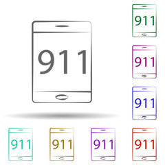 Firefighter, 911 phone in multi color style icon. Simple thin line, outline vector of firefighter icons for ui and ux, website or mobile application