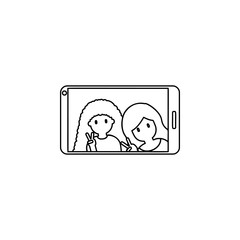 selfie, female, smartphone icon. Simple thin line, outline vector of friendship icons for ui and ux, website or mobile application