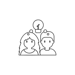 idea, male, female icon. Simple thin line, outline vector of friendship icons for ui and ux, website or mobile application