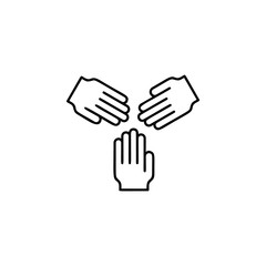 hands, friendship icon. Simple thin line, outline vector of friendship icons for ui and ux, website or mobile application