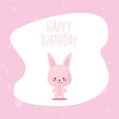 rabbit cartoon and happy birthday vector design