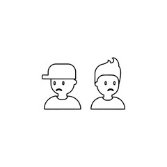 upset, friends, male icon. Simple thin line, outline vector of friendship icons for ui and ux, website or mobile application