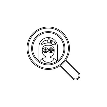 recommend clip art: search, female icon. Simple thin line, outline vector of friendship icons for ui and ux, website or mobile application