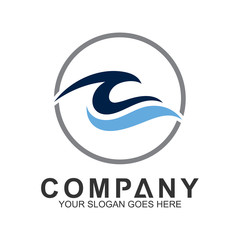 wave logo in circle shape, water splash vector, abstract wave icon