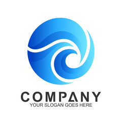 Obraz premium wave logo in circle shape, water splash vector, abstract wave icon