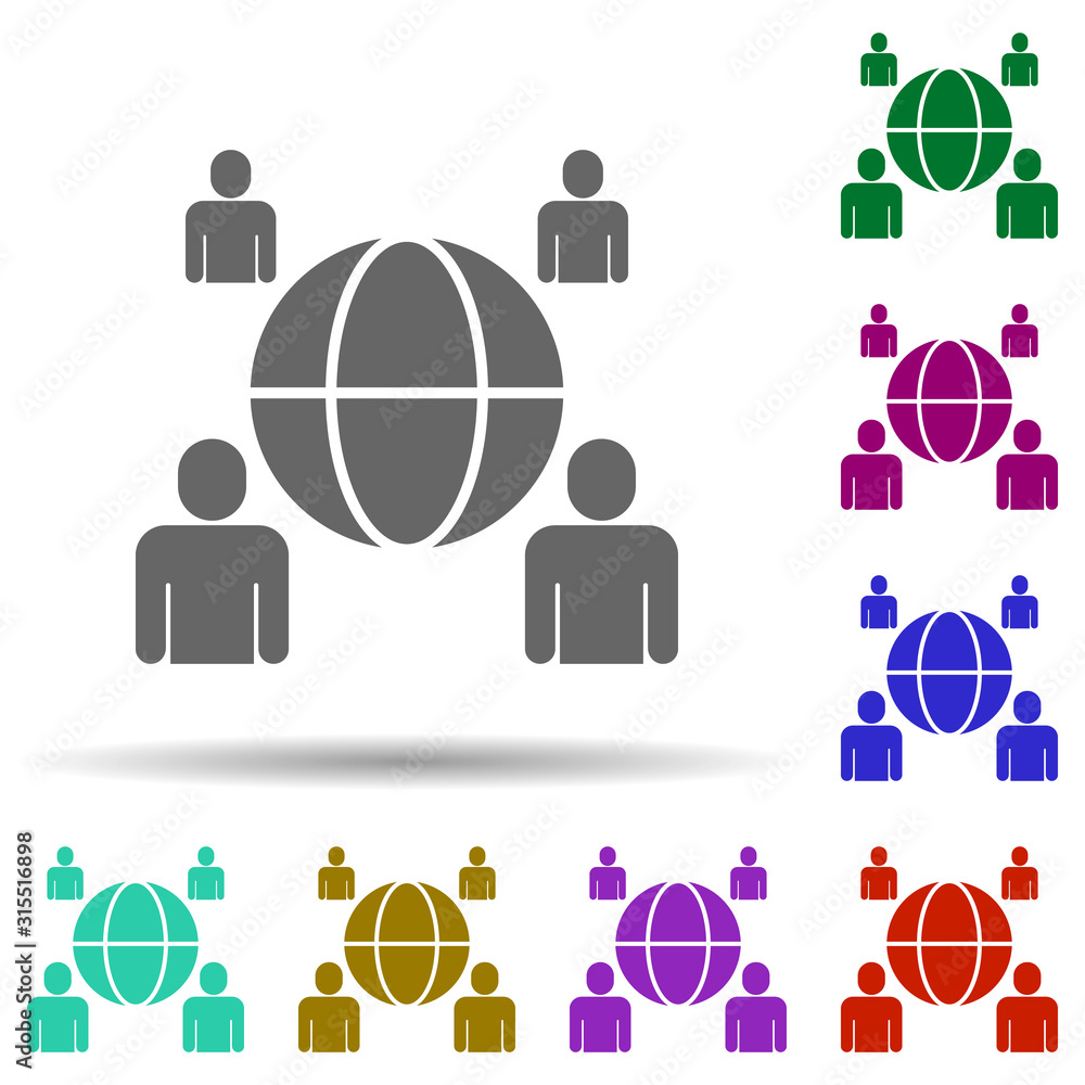 Poster friendship, internet in multi color style icon. simple glyph, flat vector of friendship icons for ui