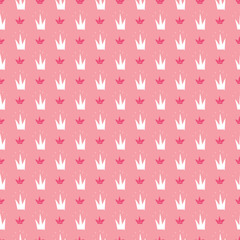 Crown Seamless Pattern, hand drawn royal doodles background, Vector Illustration
