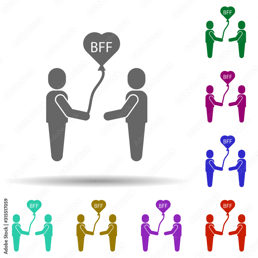 Poster friendship, bff in multi color style icon. simple glyph, flat vector of friendship icons for ui and 