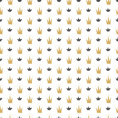 Crown Seamless Pattern, hand drawn royal doodles background, Vector Illustration