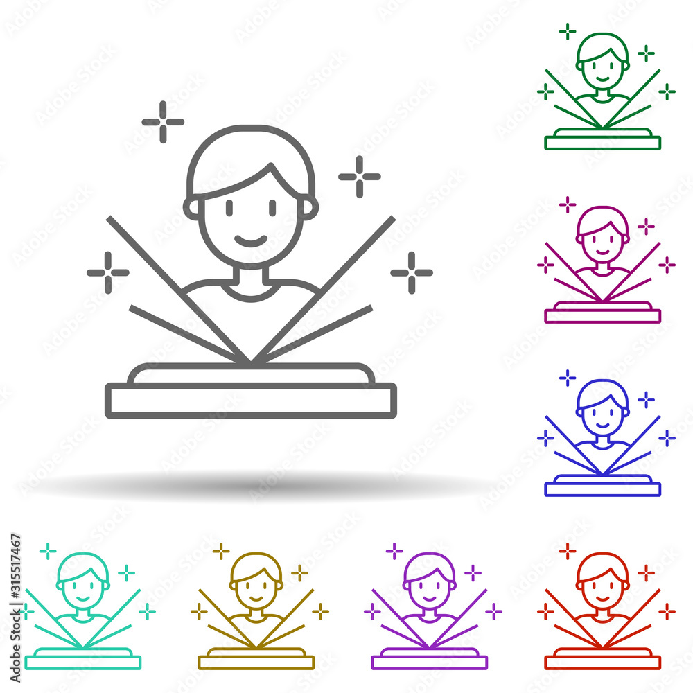 Poster hologram, technology in multi color style icon. simple thin line, outline vector of future world ico
