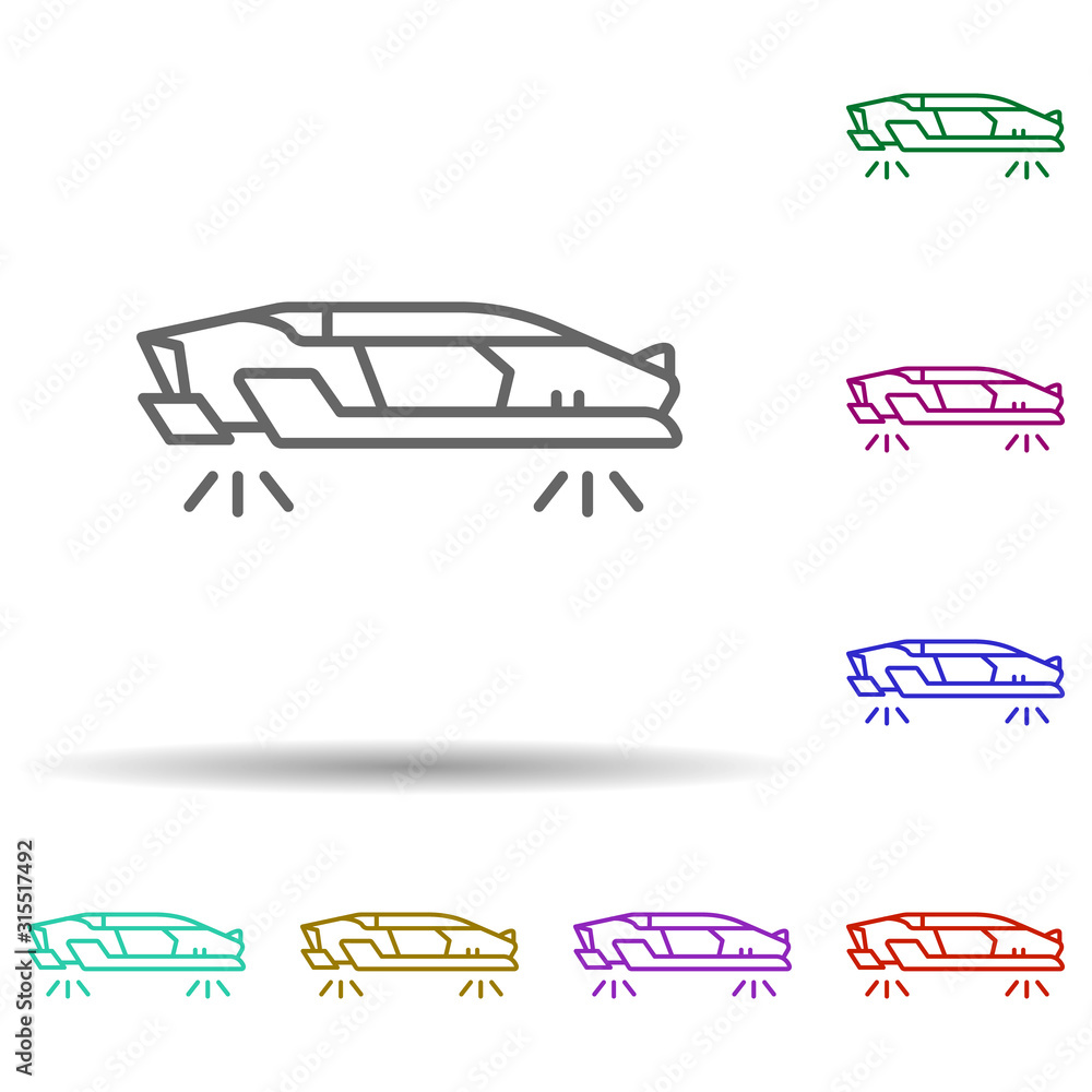 Poster Hover car, technology in multi color style icon. Simple thin line, outline vector of future world icons for ui and ux, website or mobile application