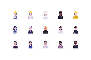 Set of diversity people and workers vector design