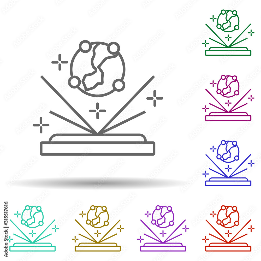 Poster hologram, technology in multi color style icon. simple thin line, outline vector of future world ico