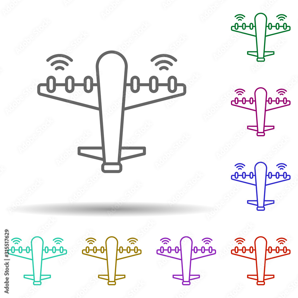 Poster plane, technology in multi color style icon. simple thin line, outline vector of future world icons 