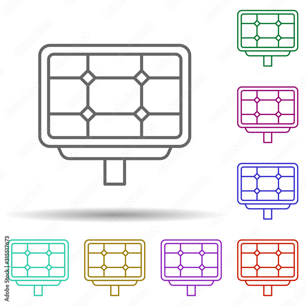 Poster solar panel, technology in multi color style icon. simple thin line, outline vector of future world 